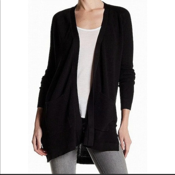 Cyrus Ribbed Open Cardigan Black 